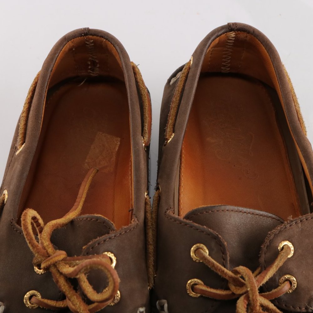 Sperry Gold Cup Boat Shoe Moc Loafer Slip On Brown Gold Plate Eyelet Men 10.5 - Picture 10 of 13